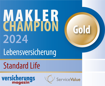 Gold bei den Makler Champions 2024: Das Versicherungsmagazin kürt in Zusammenarbeit mit Service Value regelmäßig die Makler-Champions. Dazu befragt Service Value einmal pro Jahr stichprobenartig die Maklerinnen und Makler in Deutschland. So werden die servicestärksten Versicherungsunternehmen in den Sparten Leben, Kranken, Schaden, Rechtsschutz und Gewerbesach sowie Maklerdienstleister und –verwaltungsprogramme ermittelt. Diesmal kamen 1.456 Maklerurteile als Grundlage für die Bewertung hinsichtlich Service- und Partnerwert sowie Gesamtaussagen und Einzelaspekten zusammen. Das Ergebnis: Standard Life wird im Sektor Lebensversicherer mit „Gold“ ausgezeichnet!