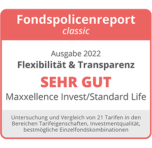 Topp bei Flexibilität & Transparenz im Fondspolicenreport: Maxxellence Invest „sehr gut“ - Der Fondspolicenreport sieht unsere Maxxellence Invest bei Transparenz und Flexibilität ganz weit vorne. In der Untersuchung von 21 Tarifen einzelner Anbieter hinsichtlich der Investmentqualität von privaten fondsgebundenen Rentenversicherungen in Deutschland erreichte sie sehr gute Bewertungen.